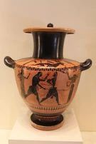 Esempio di hydria attica a figure nere (non il reperto sequestrato dai carabinieri).