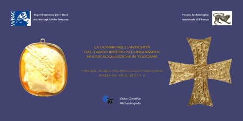 Si apre con una galleria di sei donne al centro del potere negli anni tra la caduta dell'Impero Romano dell'Occidente e la nascita del Sacro Romano Impero (Galla Placidia, Teodora, Amalasunta, Rosmunda, Teodolinda, Ermengarda) la mostra "La donna nell'antichità dal Tardo Impero ai Longobardi. Nuove acquisizioni in Toscana", allestita al Museo Archeologico Nazionale di Firenze dal"8 marzo al 8 June 2009. Dopo una prima sezione introduttiva sul ruolo e la condizione della donna nel mondo romano, esemplificata attraverso busti, gemme, monete d'età imperiale, si entra in vivo della mostra con i ritrovamenti di età lungabarda fatti nel corso degli anni in Toscana. I Longobardi arrivano in Nord Italia following Re Alboino nel 568 d.C. Incursioni longobarde tra 569 e 570 originano dai Ducati di Lucca e Chiusi in Toscana, e di Spoleto, mentre nel Sud Italia il Ducato di Benevento è fondato nel 571. La presenza longobarda resiste in Italia fino al 774, solo a Benevento perdura fino alla metà del XI secolo. Oltre alle fonti, la presenza longobarda in Toscana è confermata dalle numerose attestazioni archeologiche rinvenute nella regione.