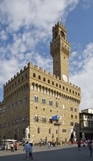 Palazzo Vecchio a Firenze, visto da Piazza della Signoria.