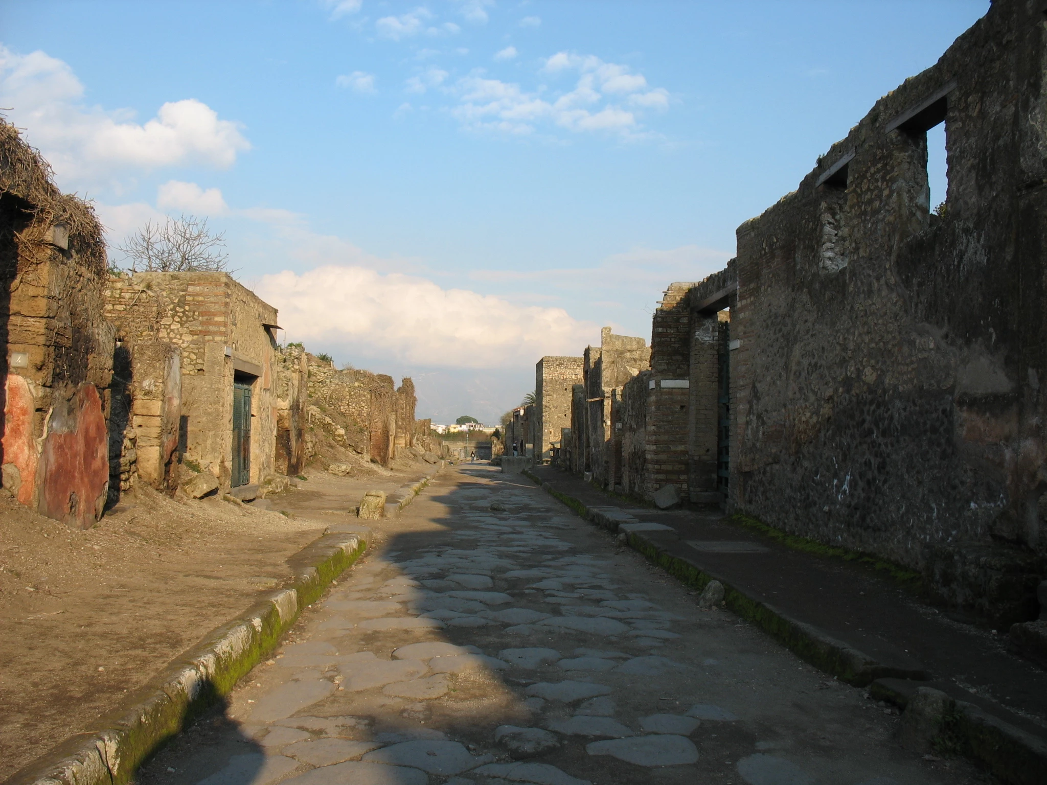 Via dell'Abbondanza a Pompei, con le case che si affacciano sulla strada.