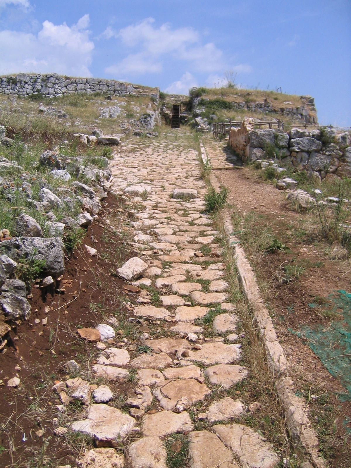 Esempio di basolato di una strada romana (non il tratto della via Nomentana a Tor Mancina), nell'antica città di Norba.