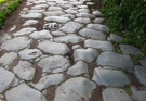 Esempio di basolato stradale romano (non il tratto di via Nomentum-Eretum di Tor Mancina), a Ostia Antica.